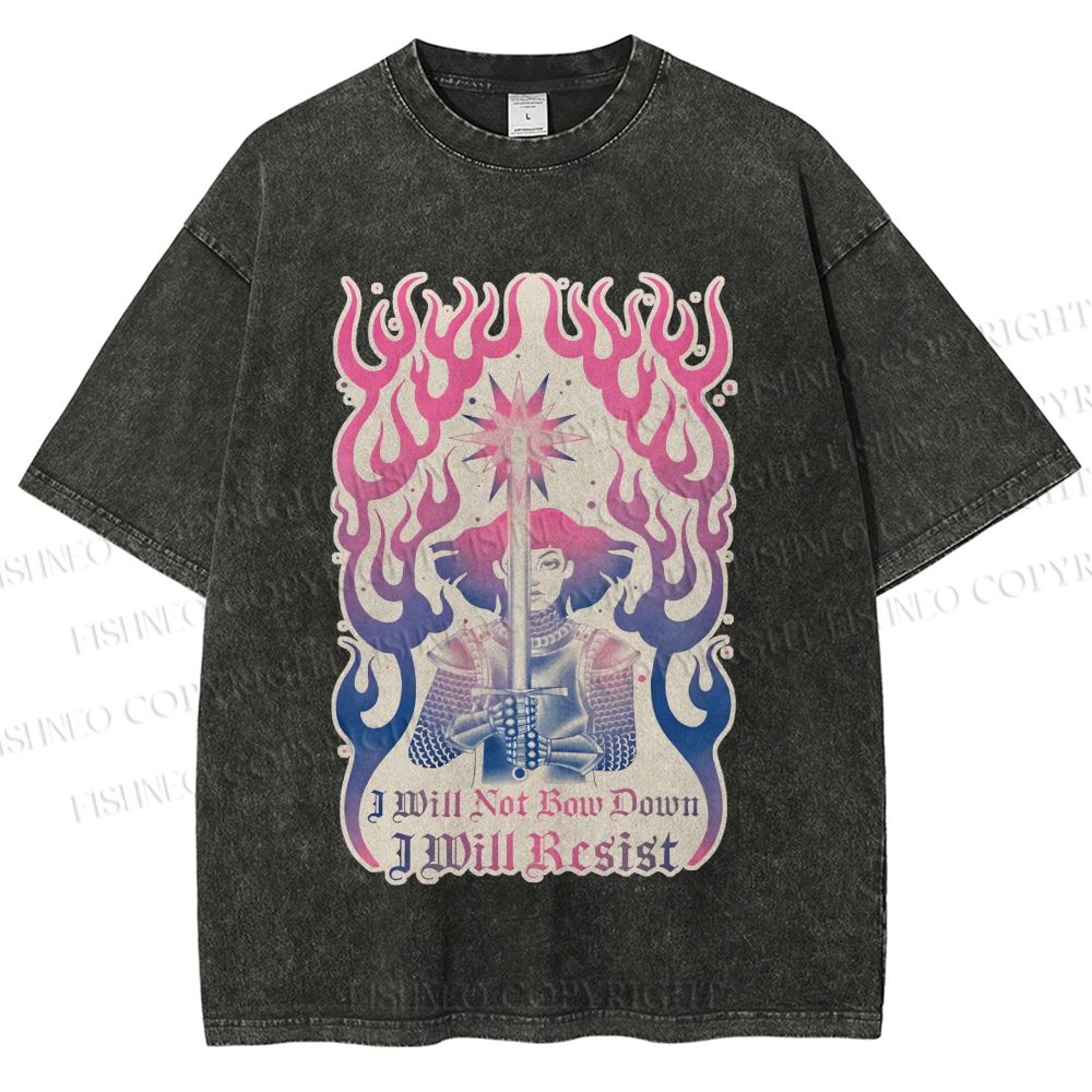 Unisex Pride Will not Bow Down Will Resist Printed Washed Tee