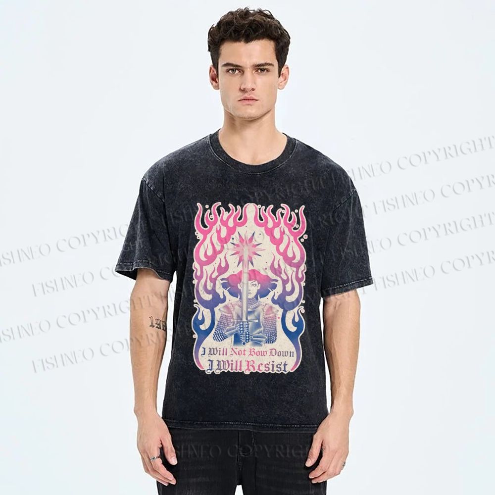 Unisex Pride Will not Bow Down Will Resist Printed Washed Tee