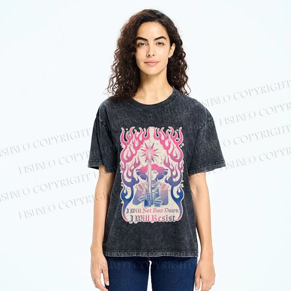 Unisex Pride Will not Bow Down Will Resist Printed Washed Tee