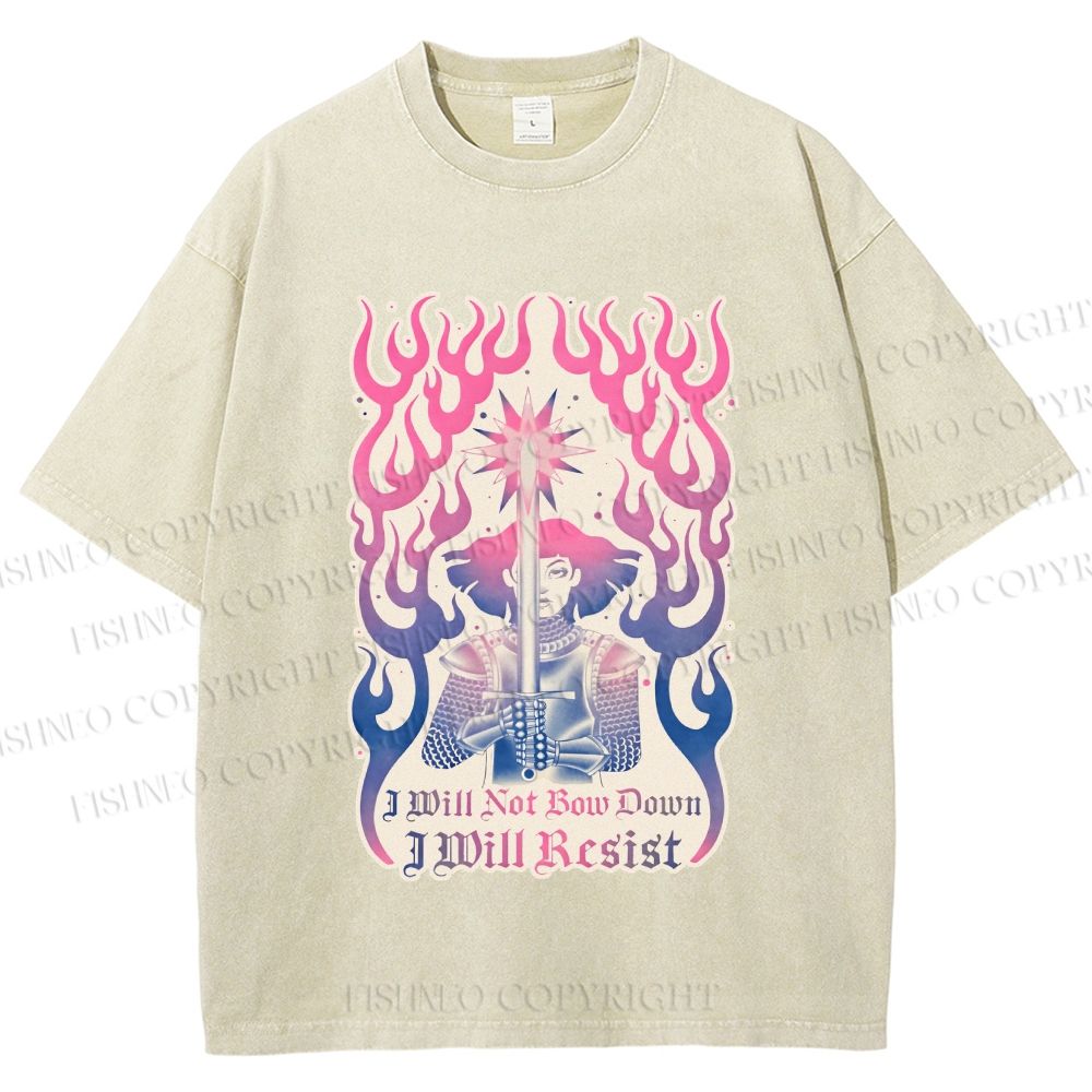 Unisex Pride Will not Bow Down Will Resist Printed Washed Tee