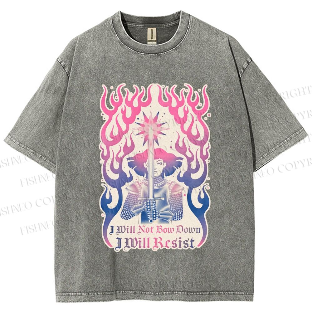 Unisex Pride Will not Bow Down Will Resist Printed Washed Tee