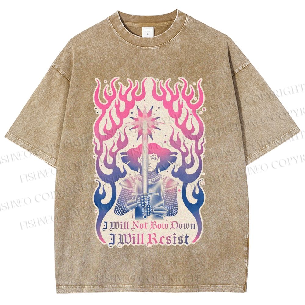 Unisex Pride Will not Bow Down Will Resist Printed Washed Tee