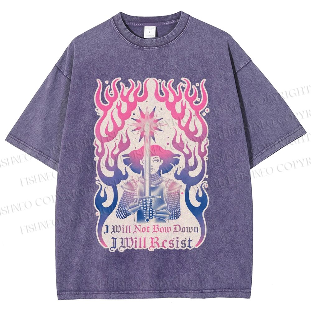 Unisex Pride Will not Bow Down Will Resist Printed Washed Tee