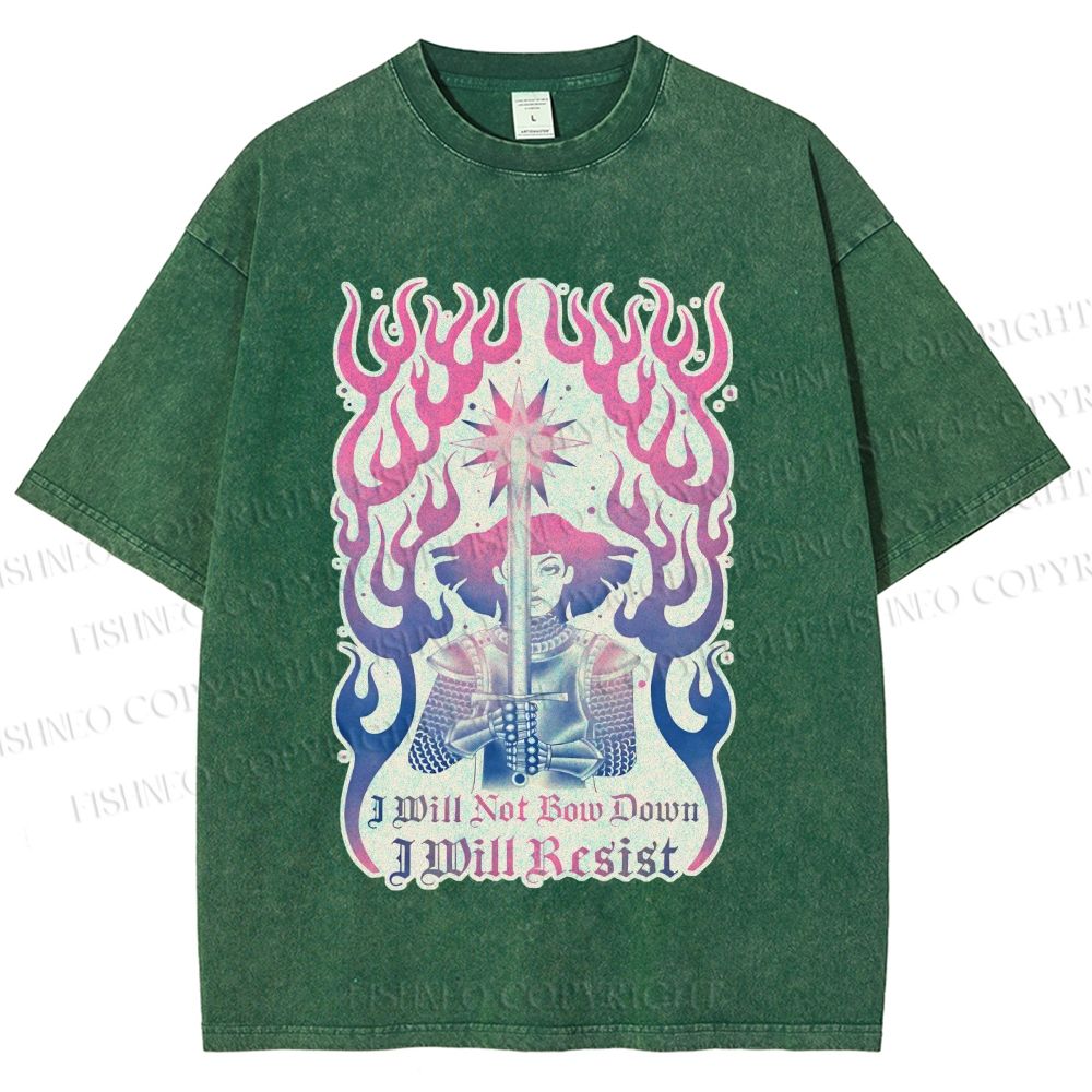 Unisex Pride Will not Bow Down Will Resist Printed Washed Tee