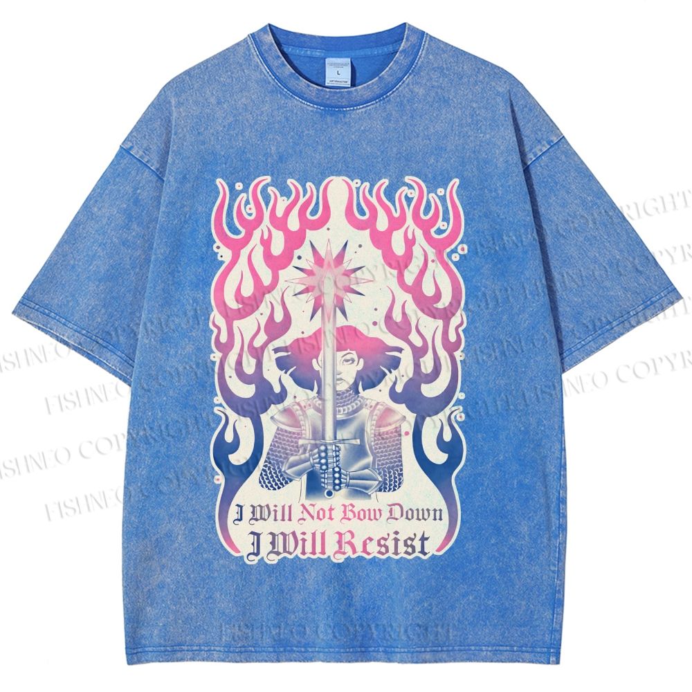 Unisex Pride Will not Bow Down Will Resist Printed Washed Tee