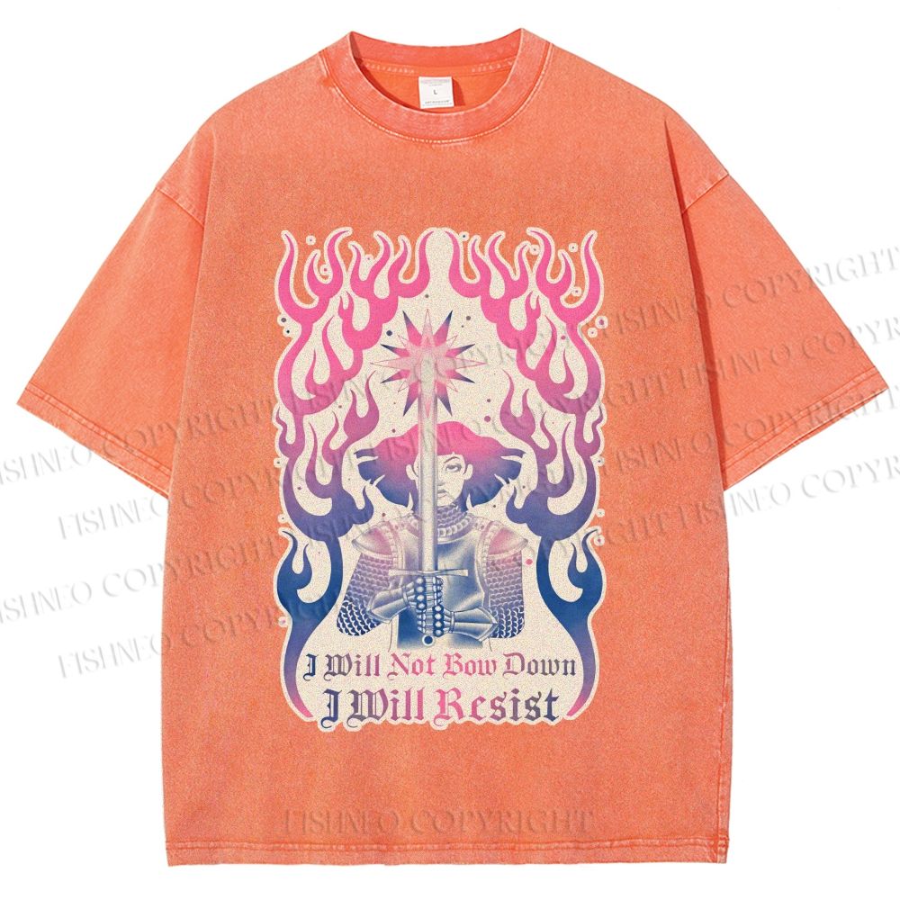 Unisex Pride Will not Bow Down Will Resist Printed Washed Tee