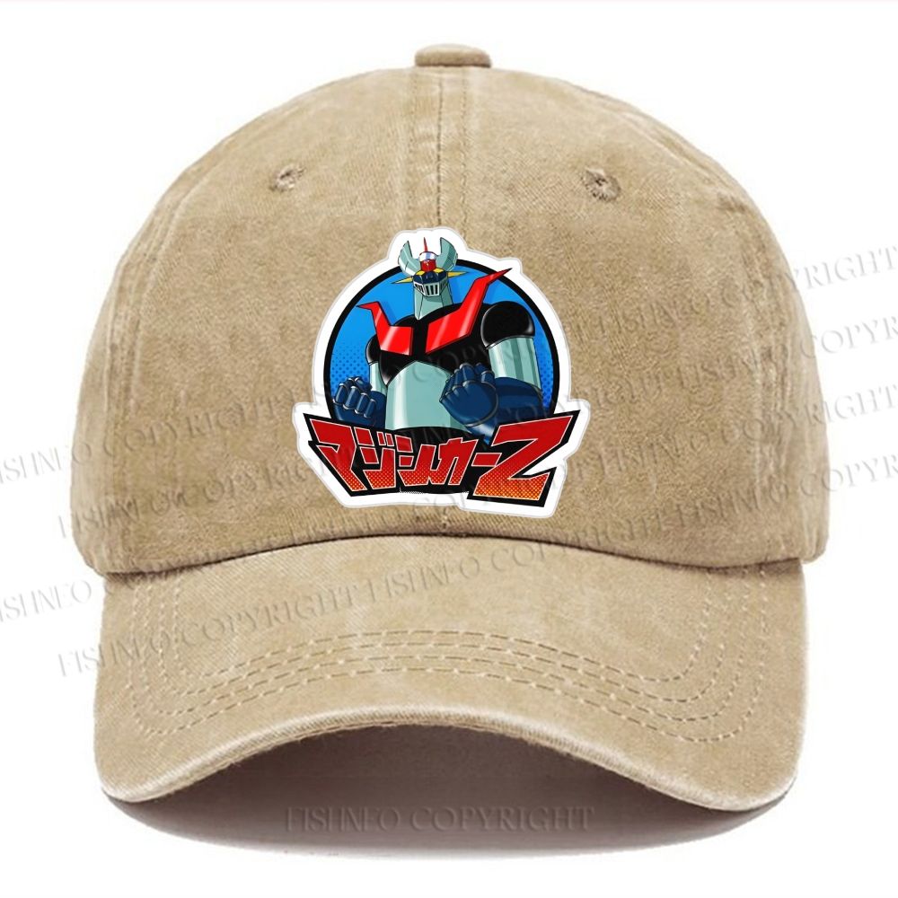 Unisex Mazinger Z Vintage Anime Robot Vintage Casual Washed Cap
