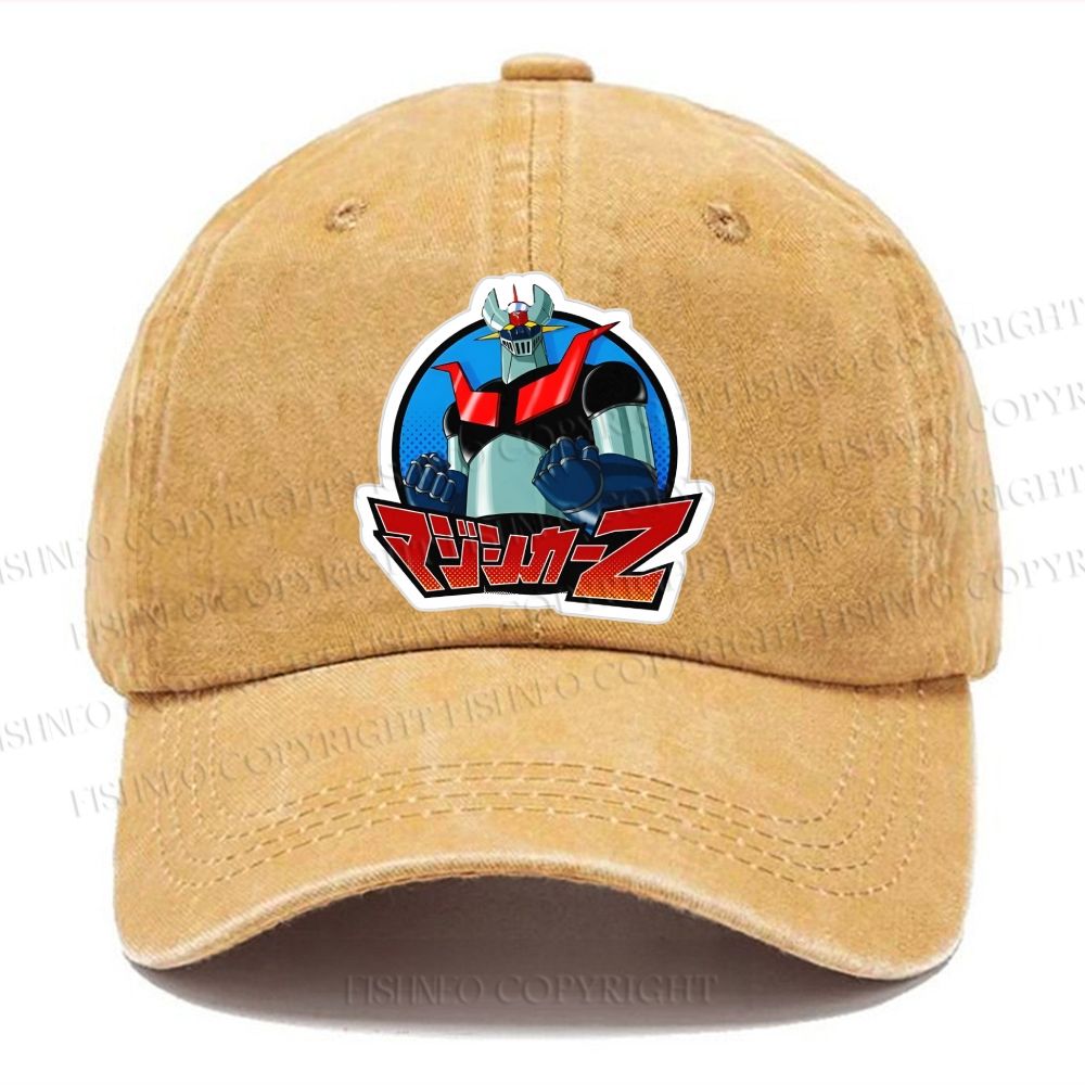 Unisex Mazinger Z Vintage Anime Robot Vintage Casual Washed Cap