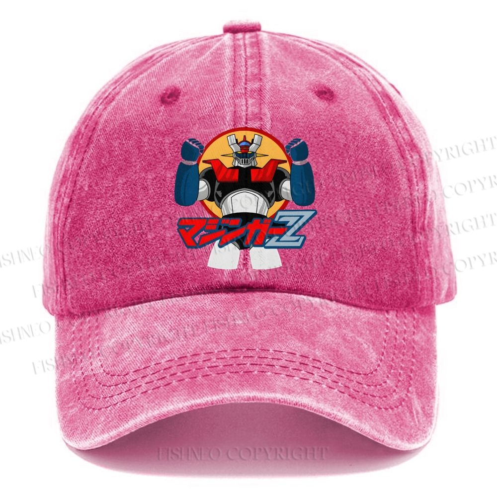 Unisex Mazinger Z Retro Robot Anime Vintage Casual Washed Cap