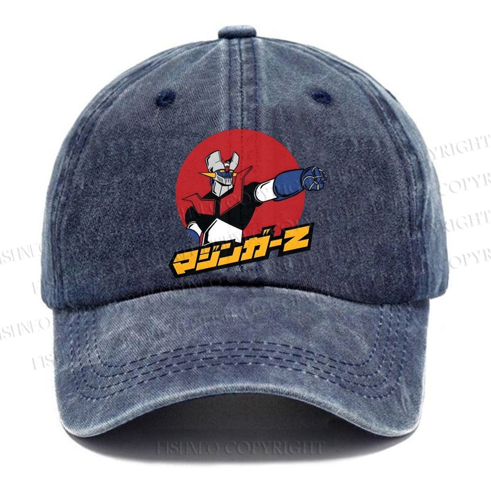 Unisex Mazinger Z Retro Anime Vintage Casual Washed Cap