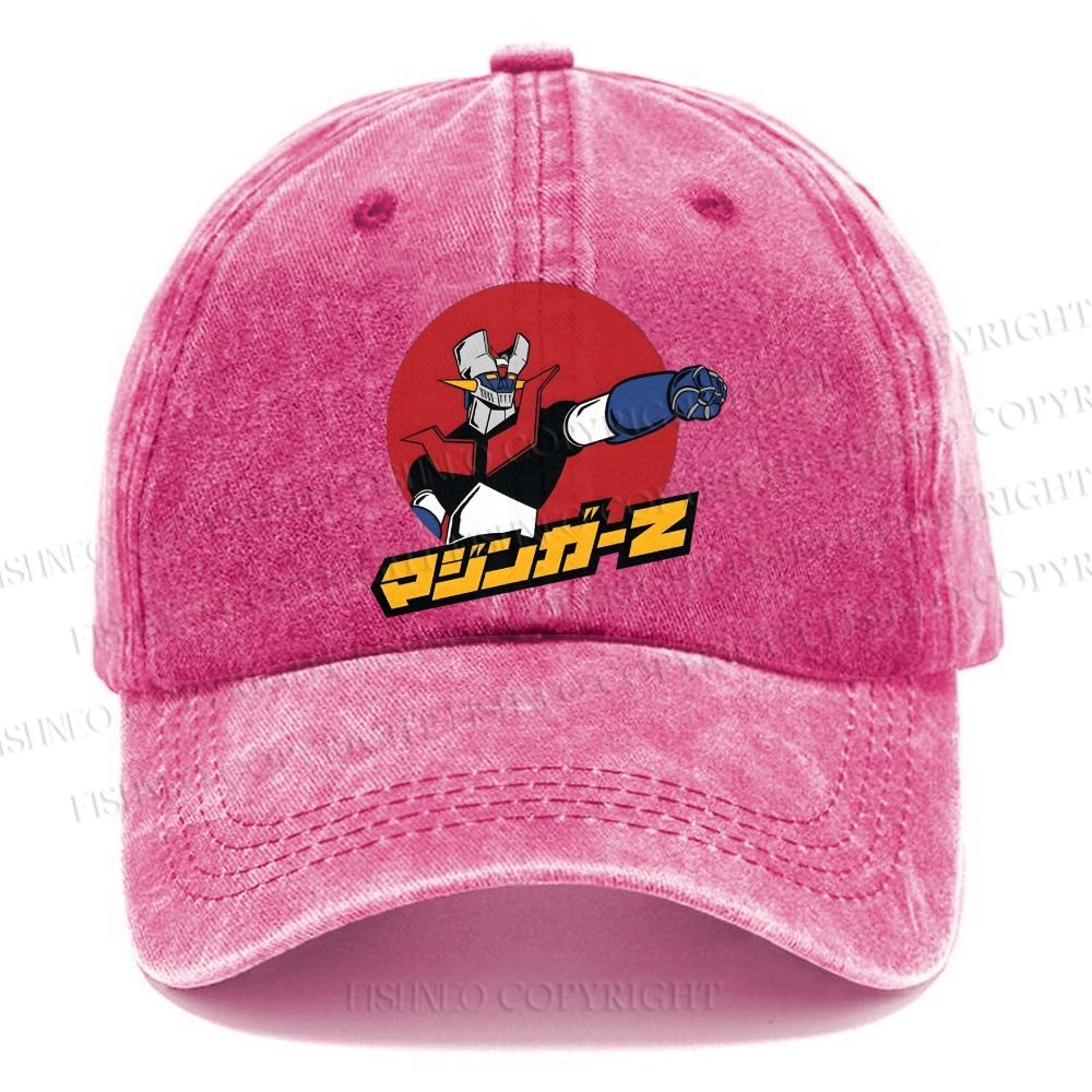 Unisex Mazinger Z Retro Anime Vintage Casual Washed Cap