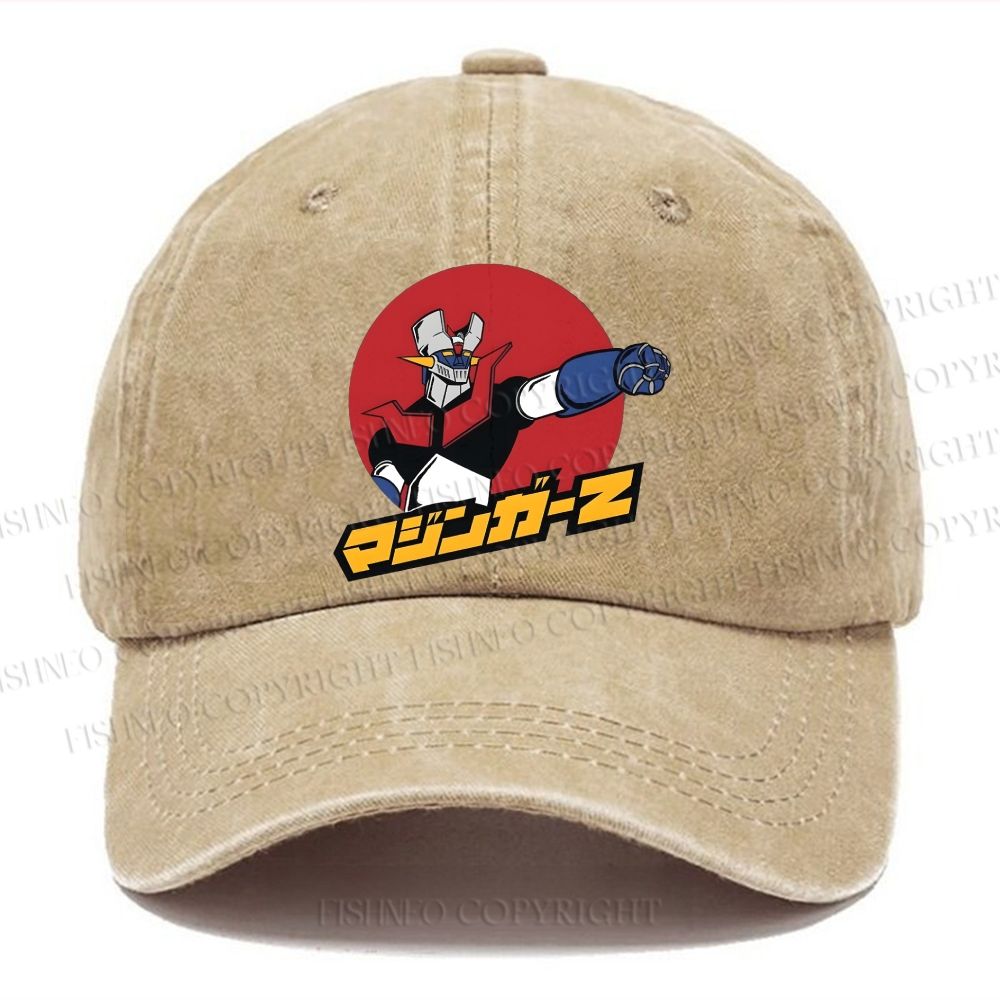 Unisex Mazinger Z Retro Anime Vintage Casual Washed Cap