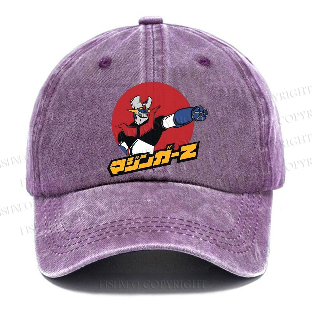 Unisex Mazinger Z Retro Anime Vintage Casual Washed Cap