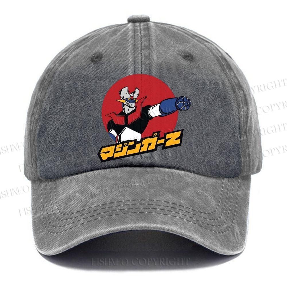 Unisex Mazinger Z Retro Anime Vintage Casual Washed Cap