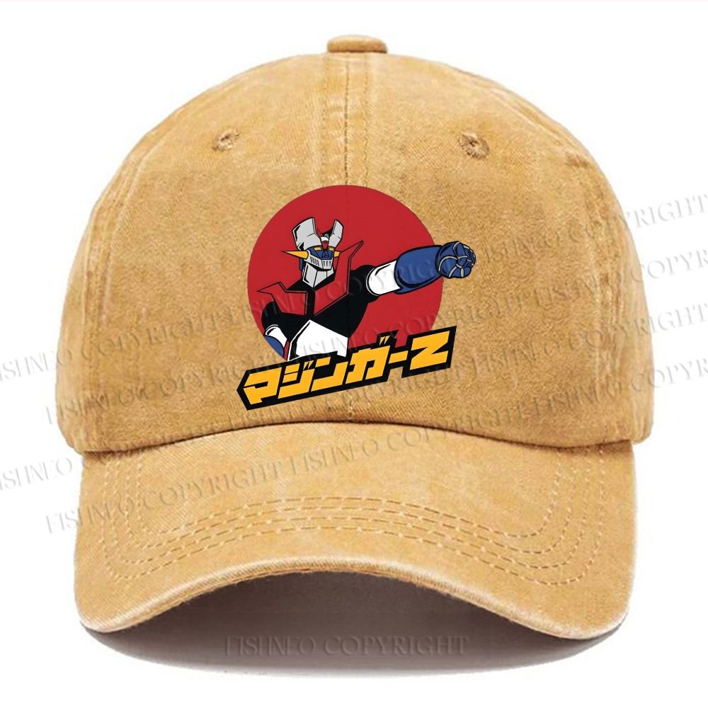 Unisex Mazinger Z Retro Anime Vintage Casual Washed Cap