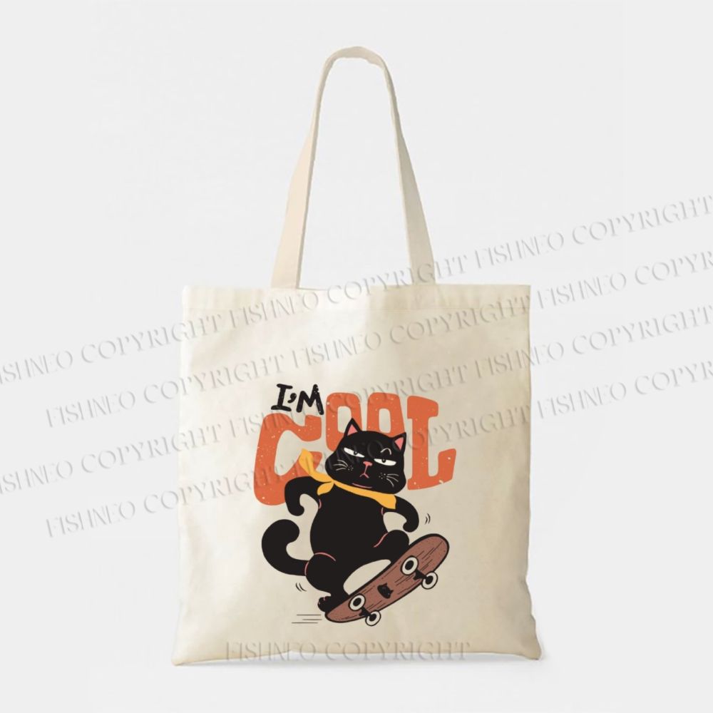 I’m Cool Skateboarding Black Cat Tote Bag