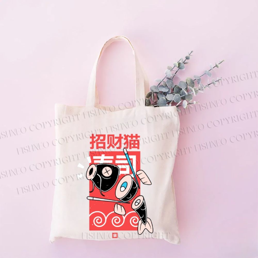 Lucky Cat Sushi Japanese Tote Bag