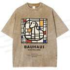Unisex Bauhaus Dog Printed Washed Tee