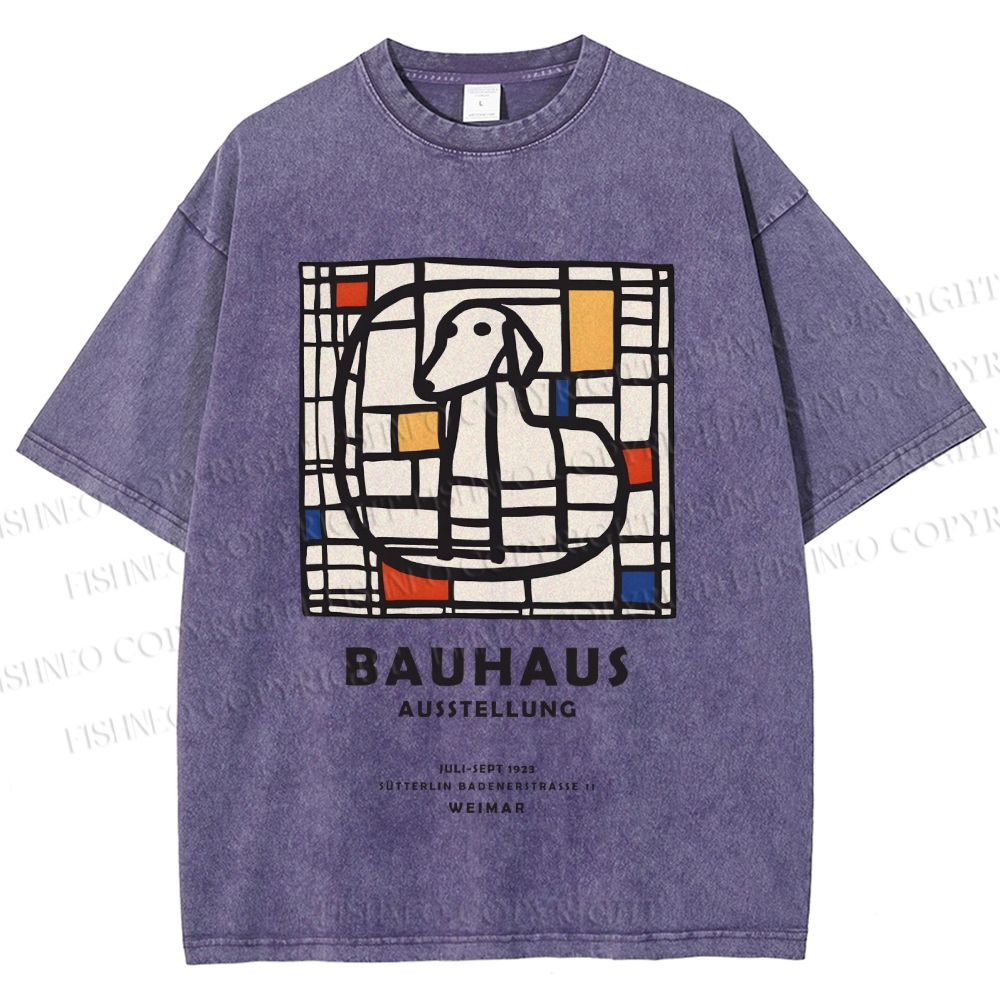 Unisex Bauhaus Dog Printed Washed Tee