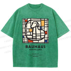 Unisex Bauhaus Dog Printed Washed Tee
