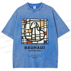 Unisex Bauhaus Dog Printed Washed Tee