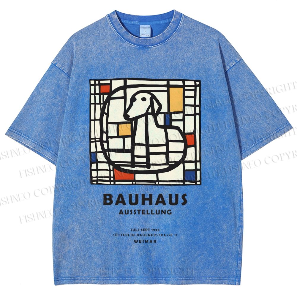 Unisex Bauhaus Dog Printed Washed Tee