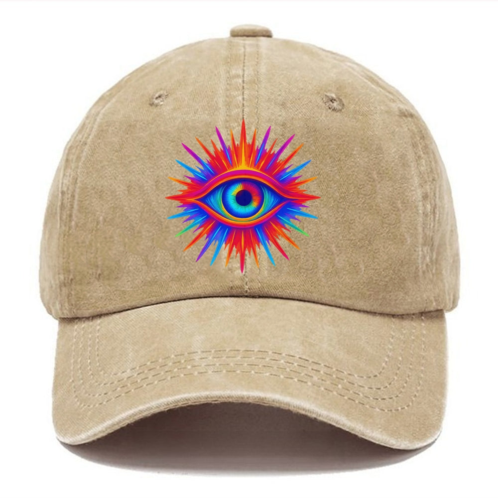 Rainbow Third Eye - Prismatic eye radiat Washed Cap