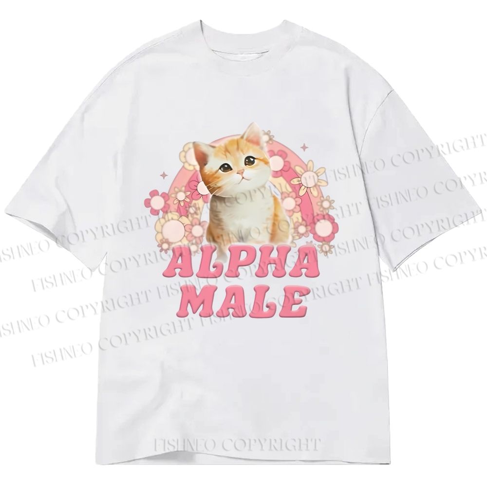 Unisex Classic Cotton Alpha Male Cat Meme Printed T-shirt