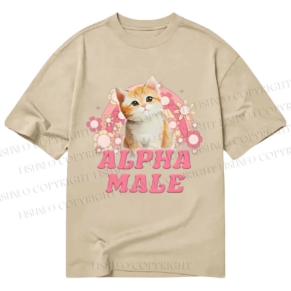 Unisex Classic Cotton Alpha Male Cat Meme Printed T-shirt