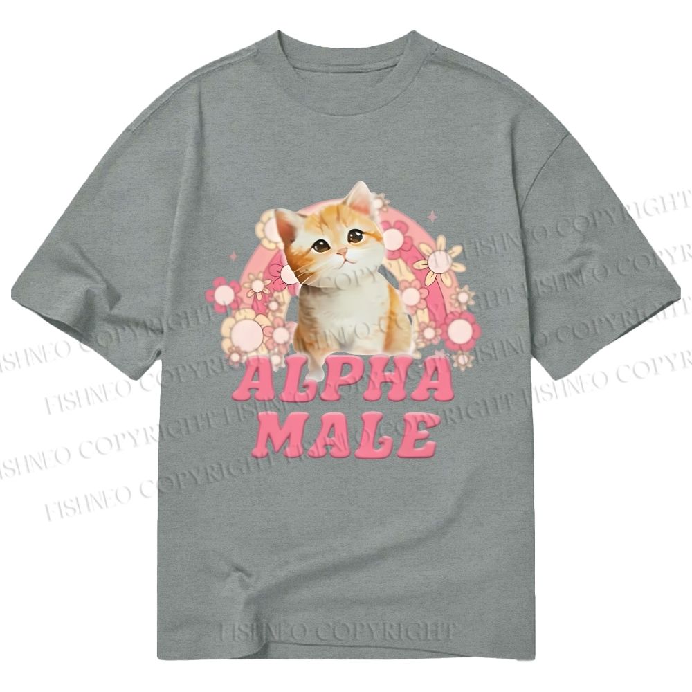 Unisex Classic Cotton Alpha Male Cat Meme Printed T-shirt