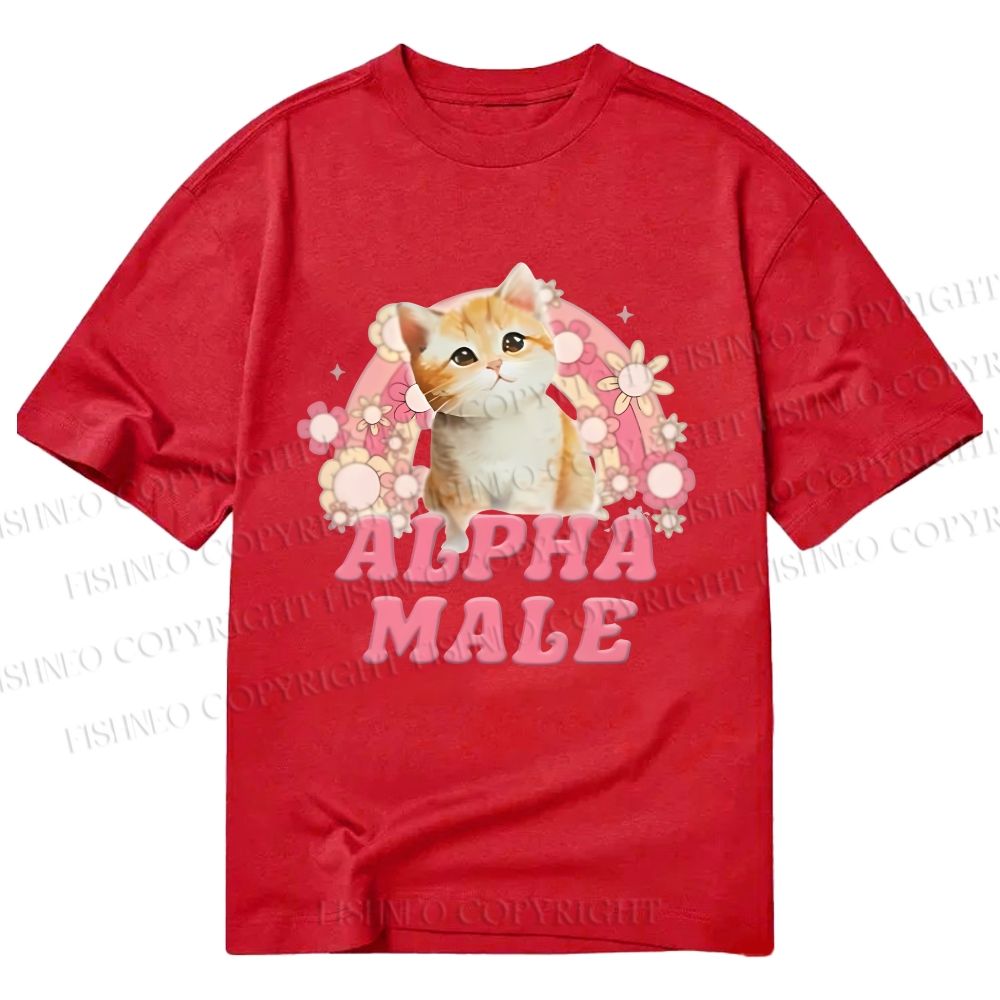 Unisex Classic Cotton Alpha Male Cat Meme Printed T-shirt