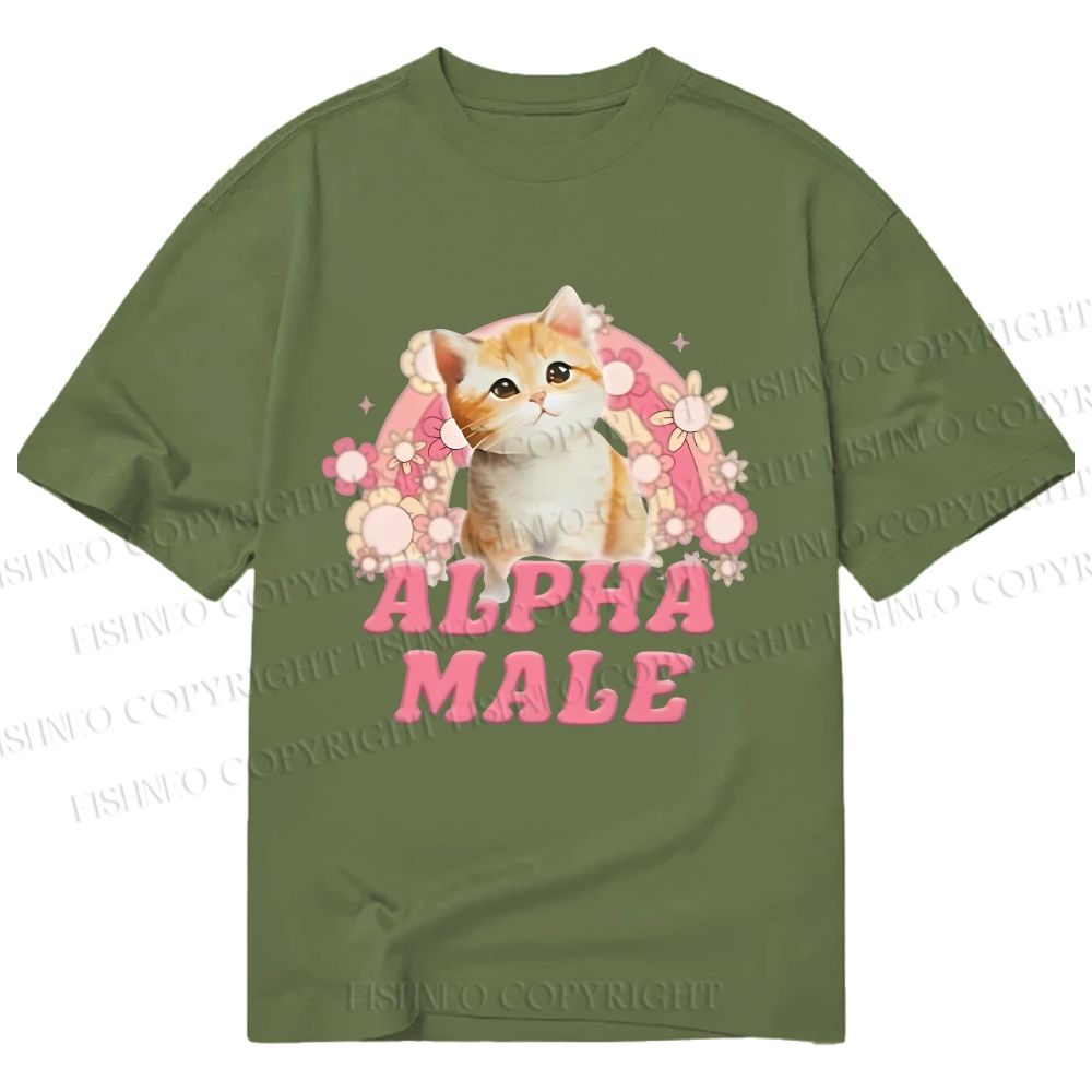 Unisex Classic Cotton Alpha Male Cat Meme Printed T-shirt