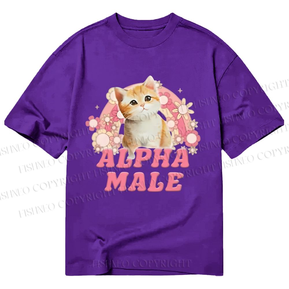 Unisex Classic Cotton Alpha Male Cat Meme Printed T-shirt