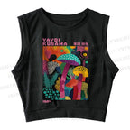 Yayoi Kusama Multicolor Mushroom Sleeveless Crop Tops