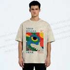 Unisex Yayoi Kusama Eye Graffiti Printed Washed Tee
