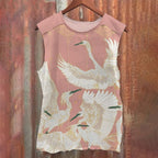 Unisex Casual Vintage Crane Printed Tank Top
