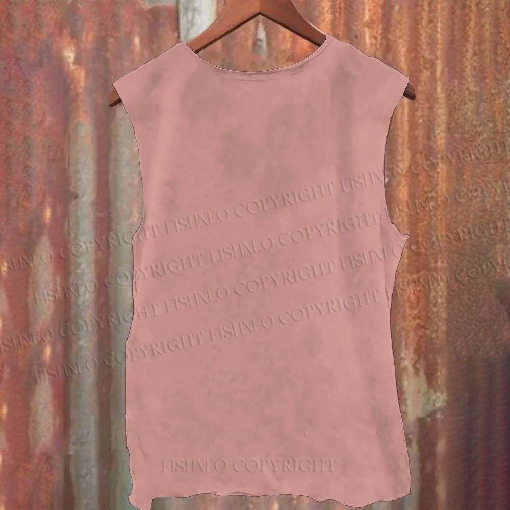 Unisex Casual Vintage Crane Printed Tank Top