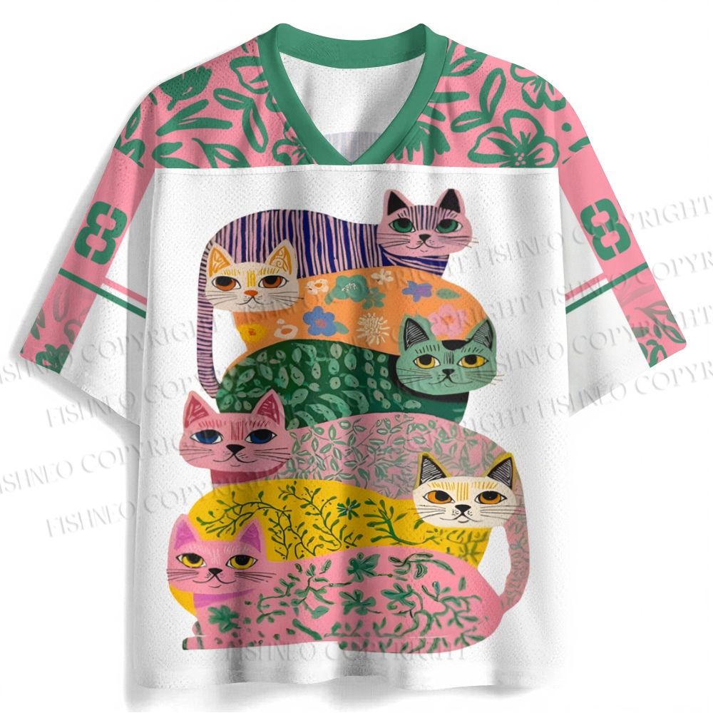 Floral Cats Jersey Shirts