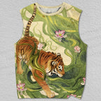 Unisex Tiger in Grass Printed Tank Top