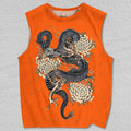 Unisex Dragon And Kiku Printed Tank Top