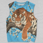 Unisex Sleepy Tiger on the Tree Printed Tank Top