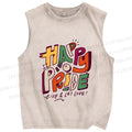 Unisex Happy Pride Printed Washed Tank Top