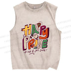 Unisex Happy Pride Printed Washed Tank Top