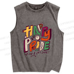 Unisex Happy Pride Printed Washed Tank Top