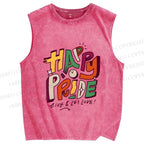 Unisex Happy Pride Printed Washed Tank Top
