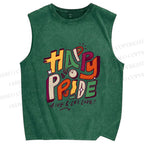 Unisex Happy Pride Printed Washed Tank Top