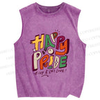 Unisex Happy Pride Printed Washed Tank Top
