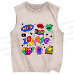 Unisex Multicolor Pride Printed Washed Tank Top