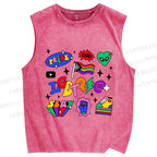 Unisex Multicolor Pride Printed Washed Tank Top
