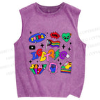 Unisex Multicolor Pride Printed Washed Tank Top